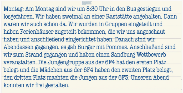 Bericht Förderstufenfahrt 6F4.1