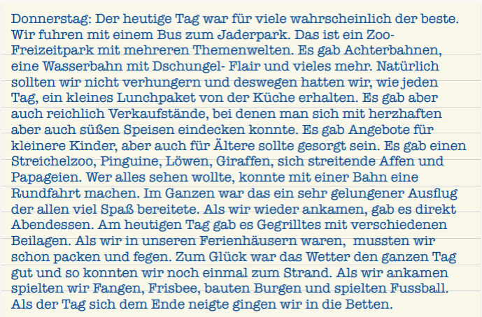 Bericht Förderstufenfahrt 6F4.4